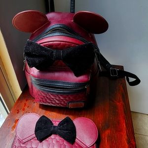 Loungefly Minnie Mouse Backpack With Matching Wallet